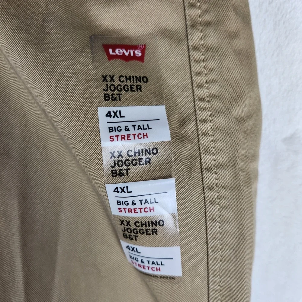 Levi's XX Chino Jogger Pants 4XL Big Tall Stretch‎ Tapered Drawstring Hem Tan